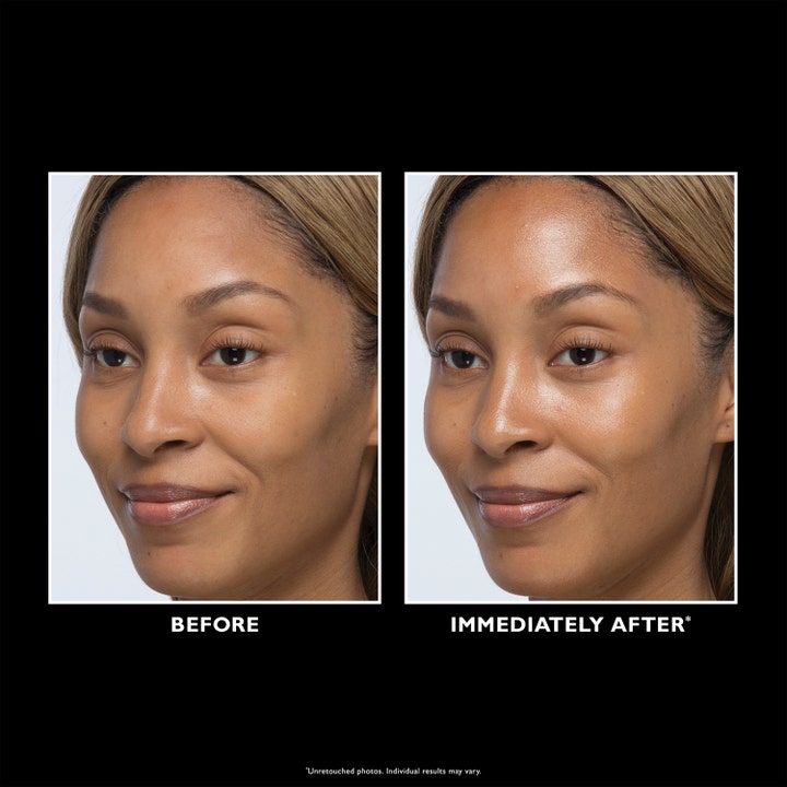 Peter Thomas Roth Instant FIRMx Glow-Filter Priming Serum 30 ml før og efter resultat med synlig glød