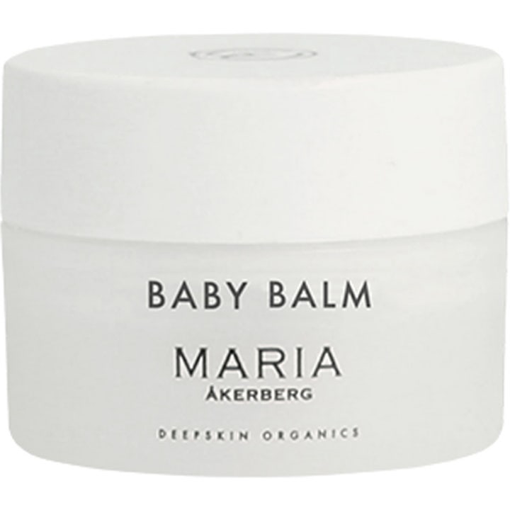 Maria Åkerberg Baby Balm beskyttende salve i hvid krukke af frostet plast med hvidt skruelåg