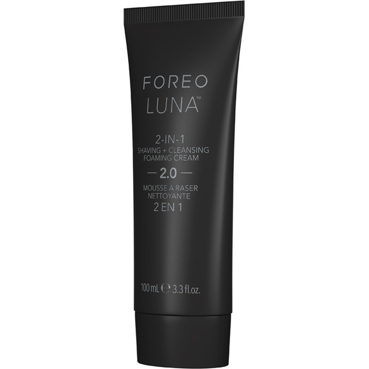 Foreo Luna 2-in-1 Shaving + Cleansing Foaming Cream 100 ml rensende barberskum i en mat sort tube.
