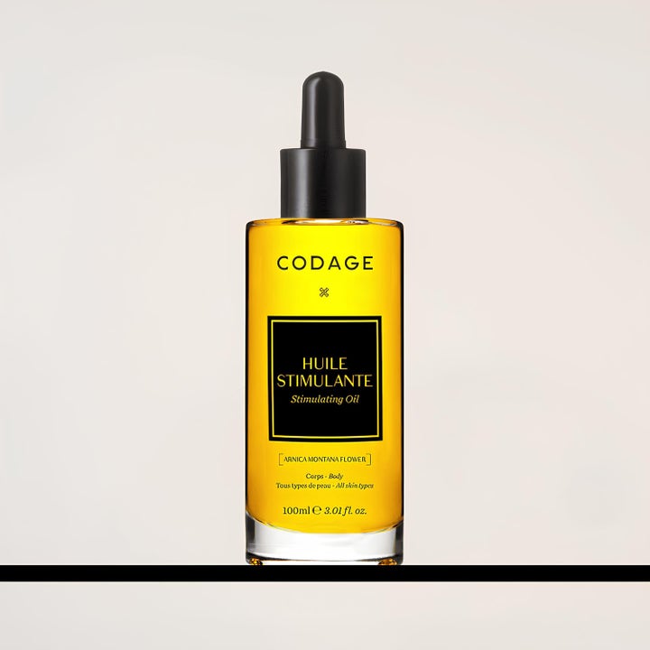 Codage Paris Stimulating Oil 100 ml stimulerende kropsolie i klar glasflaske med gul olie og pipette