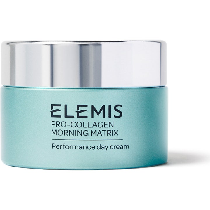 Elemis Pro-Collagen Morning Matrix 50 ml fugtgivende dagcreme i en lyseblå krukke med skinnende sølvlåg