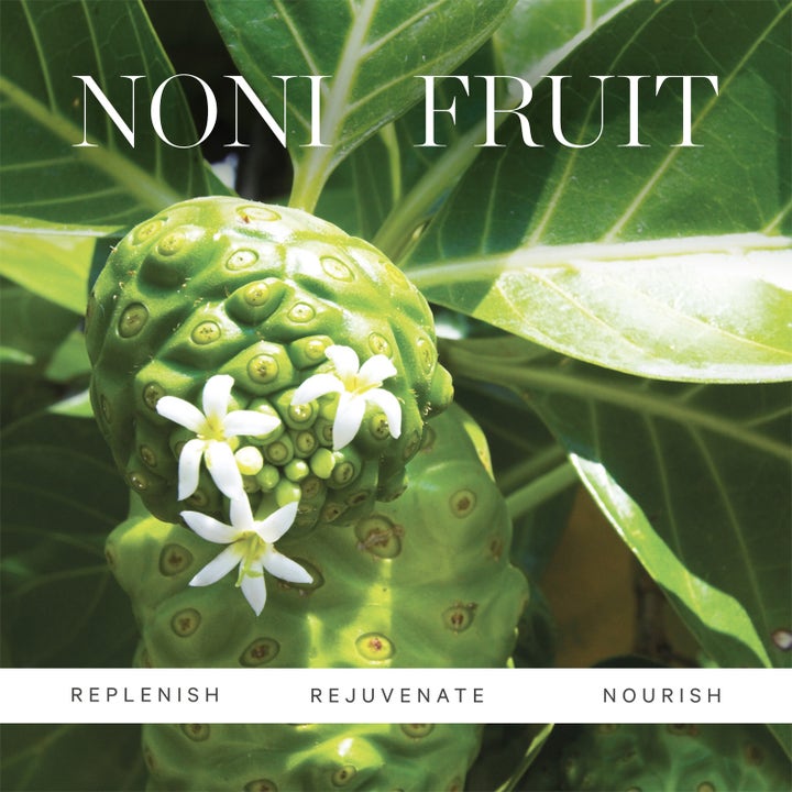 KORA Organics Noni Night AHA Resurfacing Serum 30 ml fornyende serum med grøn noni-frugt og teksten NONI FRUIT.