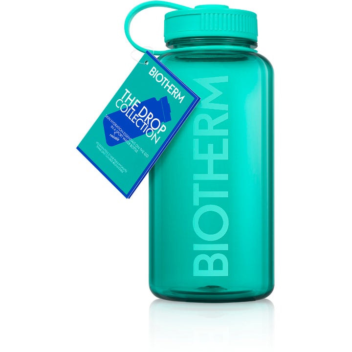 Biotherm Aqua Drop Set 1 stk fugtgivende kropspleje i en turkis genanvendelig vandflaske med hvidt logo