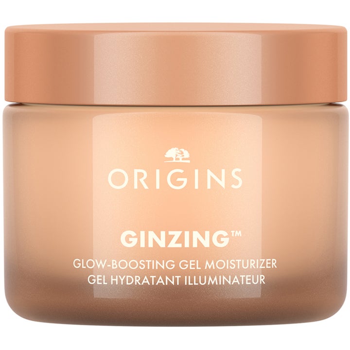 Origins Ginzing Glow-Boosting Gel Moisturizer fugtgivende ansigtsgel i frostet orange krukke med orange låg