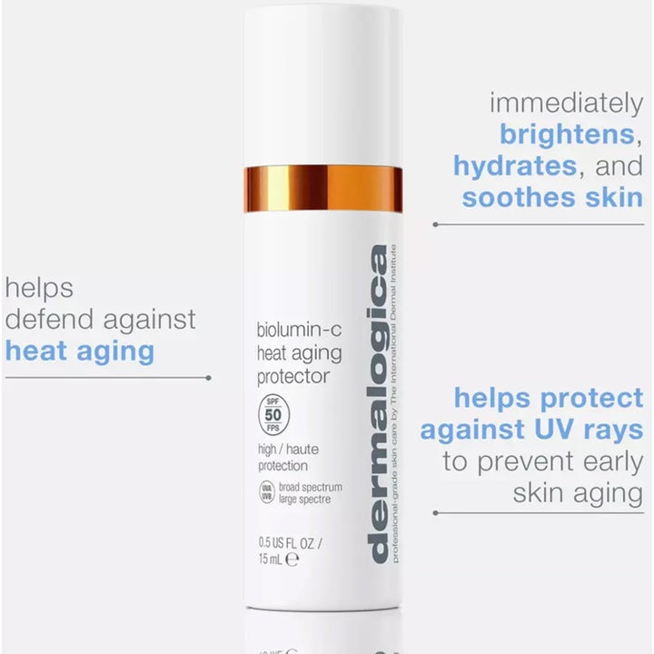 Dermalogica Biolumin-C Heat Aging Protector SPF50 15 ml hvid dagcreme der beskytter mod varme og UV-stråler