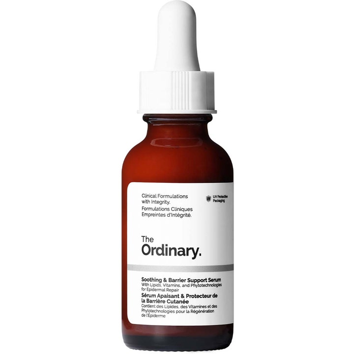The Ordinary Soothing & Barrier Support Serum 30 ml beroligende ansigtsserum i mørk glasflaske med pipette