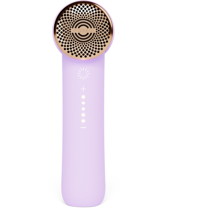 FOREO PEACH 2 go Lavender 1 stk IPL hårfjerning skaber glat hud i et lilla design med guld mesh og lys.