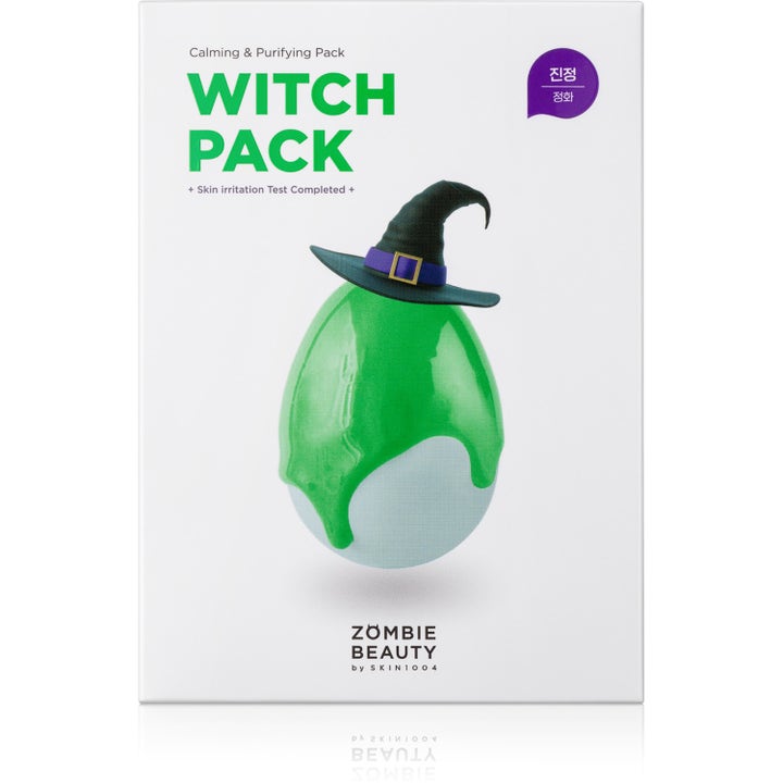 SKIN1004 Zombie Beauty Witch Pack rensende ansigtsmaske i hvid æske med illustration af grønt slim og heksehat