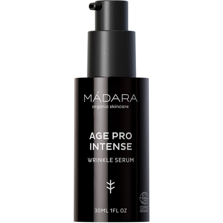 Mádara Age Pro Intense Wrinkle Serum 30 ml opstrammende ansigtsserum i sort glasflaske med pumpe
