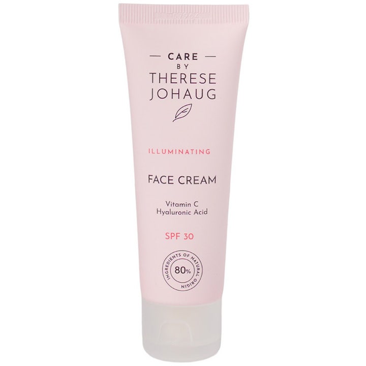 Care by Therese Johaug Illuminating Face Cream glødgivende ansigtscreme med Vitamin C i lyserød tube med SPF 30