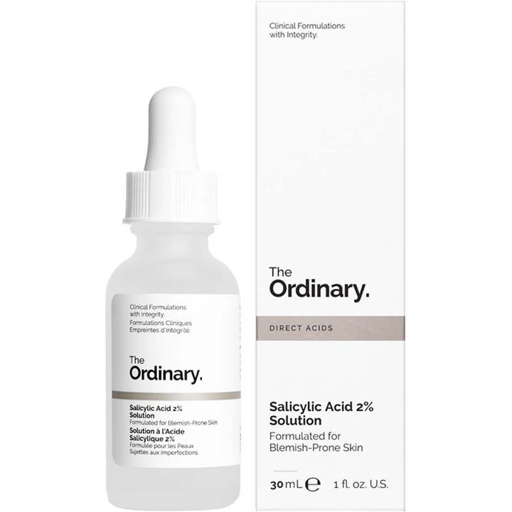 The Ordinary Salicylic Acid 2% Solution 30 ml serum mod urenheder i frostet glasflaske med hvid æske