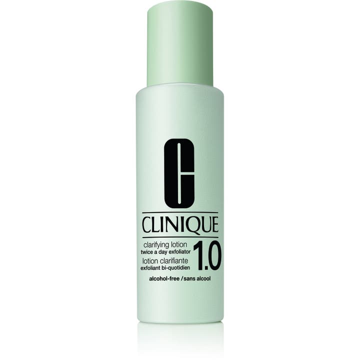 Clinique Clarifying Lotion 1.0 alkoholfri eksfoliering i en lysegrøn mat flaske der giver huden fornyet glød