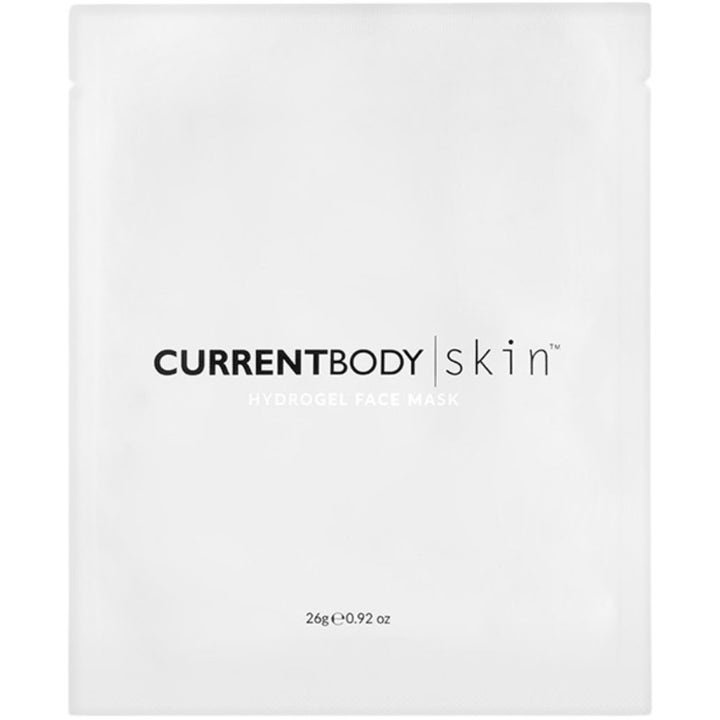 CurrentBody Skin Hydrogel Face Mask 26g fugtgivende ansigtsmaske i en enkel hvid sachet med sort tekst