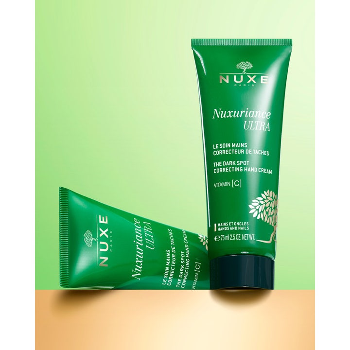 Nuxe Nuxuriance Ultra 75 ml handcreme mod pigmentpletter i to grønne tuber med Vitamin C