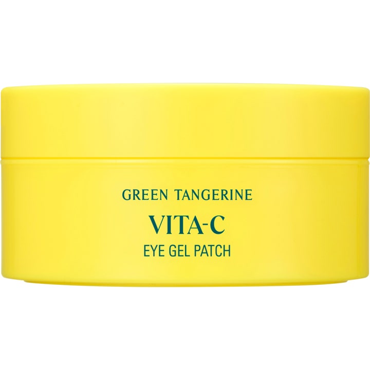 Goodal Green Tangerine Vita-C Eye Gel Patch 60 stk øjenmasker mod mørke rande i en gul krukke med grøn tekst