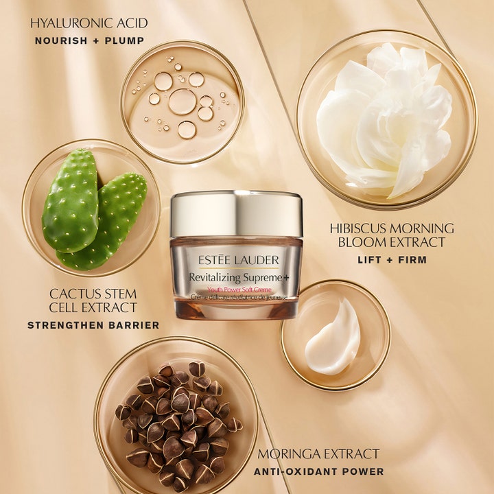 Estée Lauder Revitalizing Supreme + Soft Cream 30 ml opstrammende dagcreme med hibiscus, kaktus og moringa ingredienser.