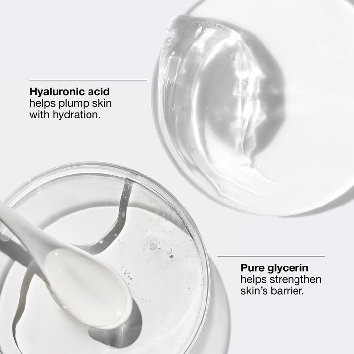 Clinique Dramatically Different SPF 50 75 ml dagcreme viser hyaluronsyre og glycerin i lette gelteksturer