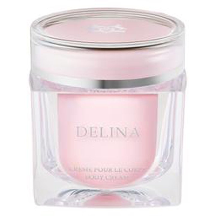 Parfums de Marly Delina Body Cream 200 ml fugtgivende kropscreme i lyserød glaskrukke med sølvdetaljer