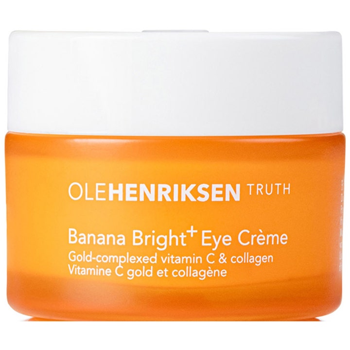 Ole Henriksen Banana Bright+ Eye Crème 15 ml lysnende øjencreme i orange krukke med hvidt låg.