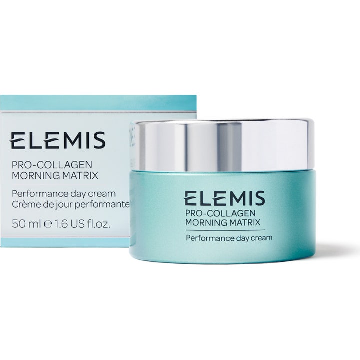 Elemis Pro-Collagen Morning Matrix 50 ml fugtgivende dagcreme i lyseblå krukke med sølvlåg og æske