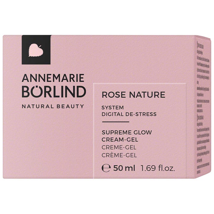 Annemarie Börlind Rose Nature Supreme Glow 50 ml dagcreme i lyserød emballage der modvirker digital stress.