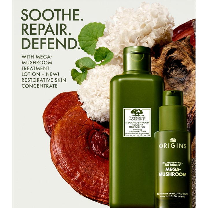 Origins Mega-Mushroom Restorative Skin Concentrate 30 ml serum med svampe og grønne blade
