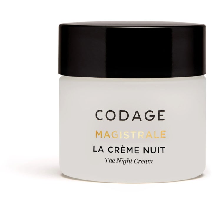 Codage Magistrale La Crème Nuit nærende natcreme i en frostet glaskrukke med et stilrent sort låg