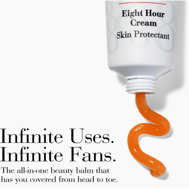Elizabeth Arden Eight Hour Cream 50 ml beskyttende balm viser en tyk orange tekstur der presses ud af tuben.