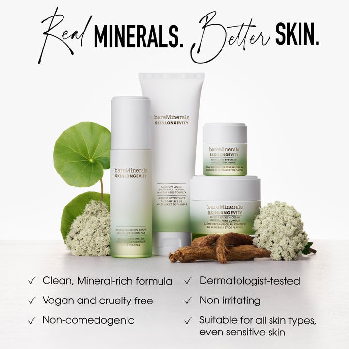 bareMinerals Skinlongevity Barrier Boosting Serum 50 ml vegansk serum blandt urter og andre hudplejeprodukter