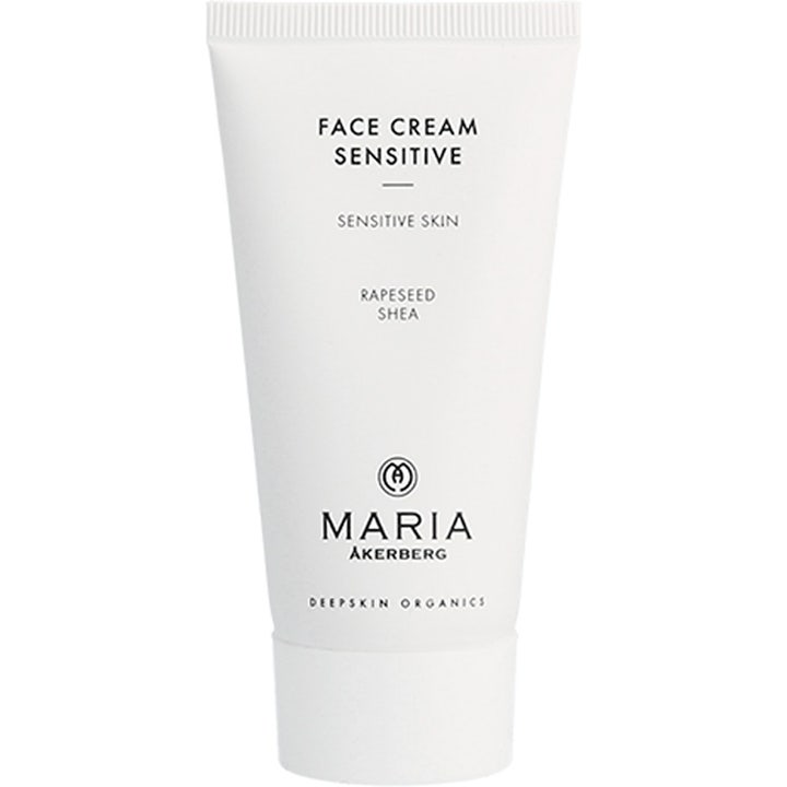 Maria Åkerberg Face Cream Sensitive 100 ml beroligende ansigtscreme i hvid tube med rapsolie og sheasmør.
