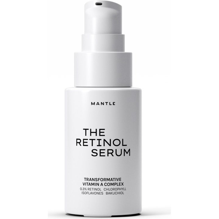MANTLE The Retinol Serum 30 ml transformerende ansigtsserum med retinol og bakuchiol i hvid pumpeflaske