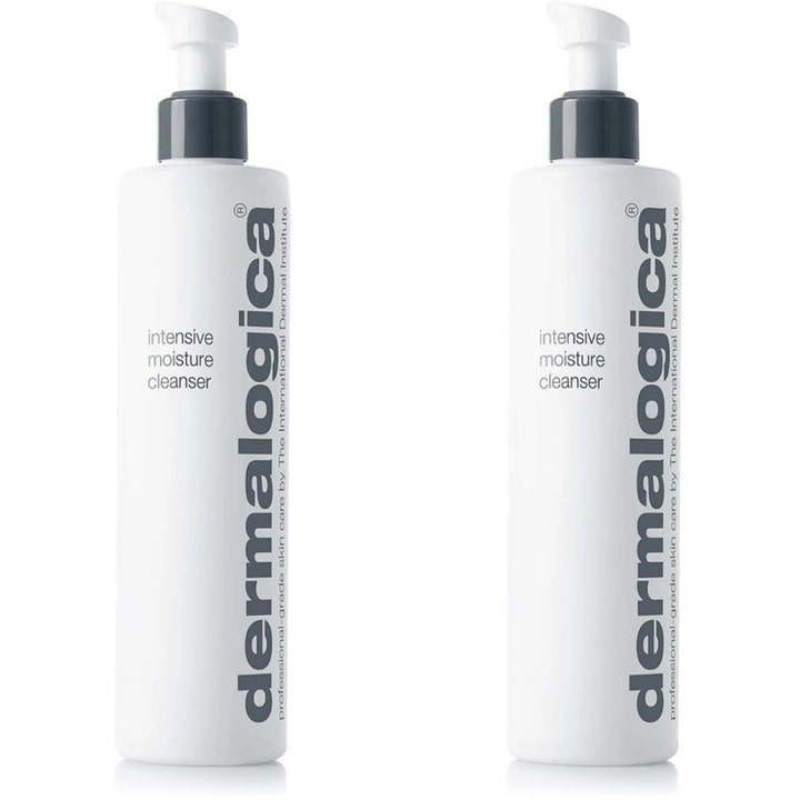 Dermalogica Intensive Moisture Cleanser duo fugtgivende ansigtsrens i to hvide flasker med pumpe