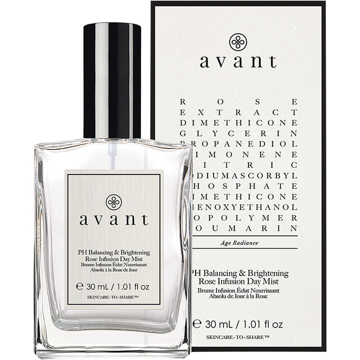 Avant Skincare PH Balancing & Brightening Rose Infusion Day Mist 30 ml lysnende face mist i glasflaske og æske