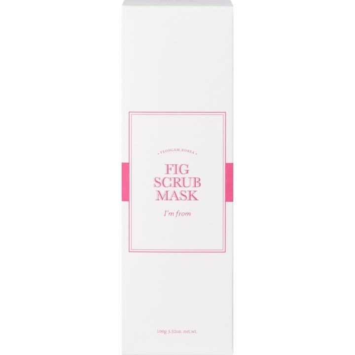 I'm from Fig Scrub Mask 100 g exfolierende ansigtsmaske i hvid papæske med pink tekst og ramme