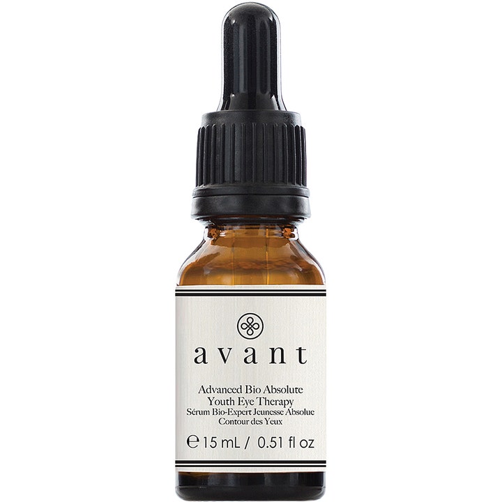 Avant Advanced Bio Absolute Youth Eye Therapy 15 ml foryngende øjenserum i ravfarvet glasflaske med sort pipette