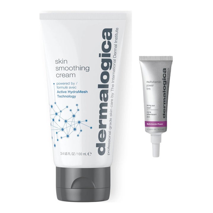 Dermalogica Skin Smoothing Cream og Multivitamin Power Firm sæt med fugtgivende ansigtscreme og øjencreme i tuber.