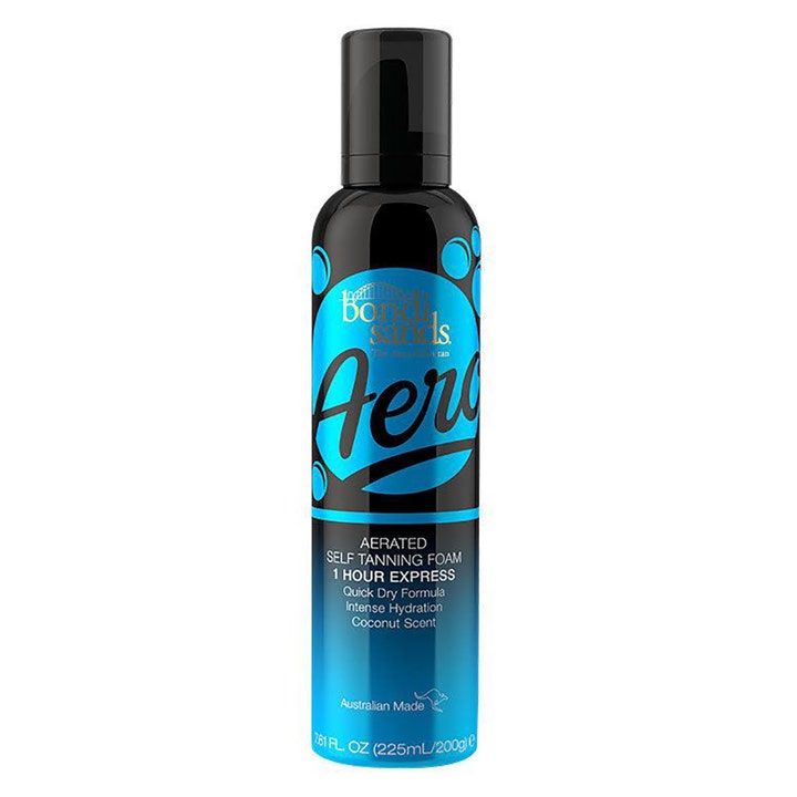 Bondi Sands Aero 1 Hour Express 225ml selvbruner skum giver hurtig kulør i sort sprayflaske med blå detaljer