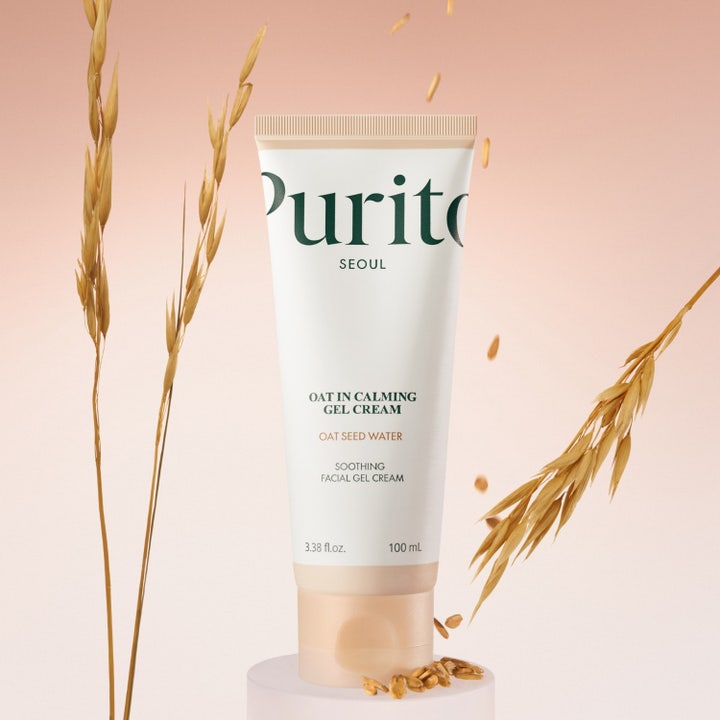 Purito Oat-in Calming Gel Cream 100 ml fugtgivende ansigtscreme med klar geltekstur der trykkes ud af hvid tube
