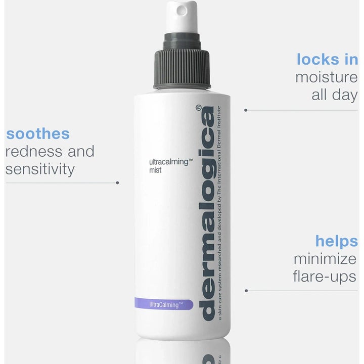 Dermalogica UltraCalming Mist beroligende og fugtgivende ansigtstoner i hvid sprayflaske der dæmper rødme