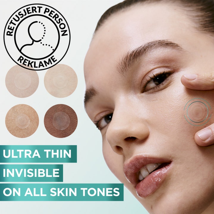 Garnier PureActive Invisible Pimple Patch 22 stk ultra-tynde og usynlige spot treatment plastre på hud.