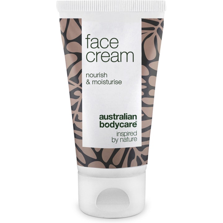 Australian Bodycare Face Cream nærende og fugtgivende ansigtscreme i hvid tube med mørkt bladmønster