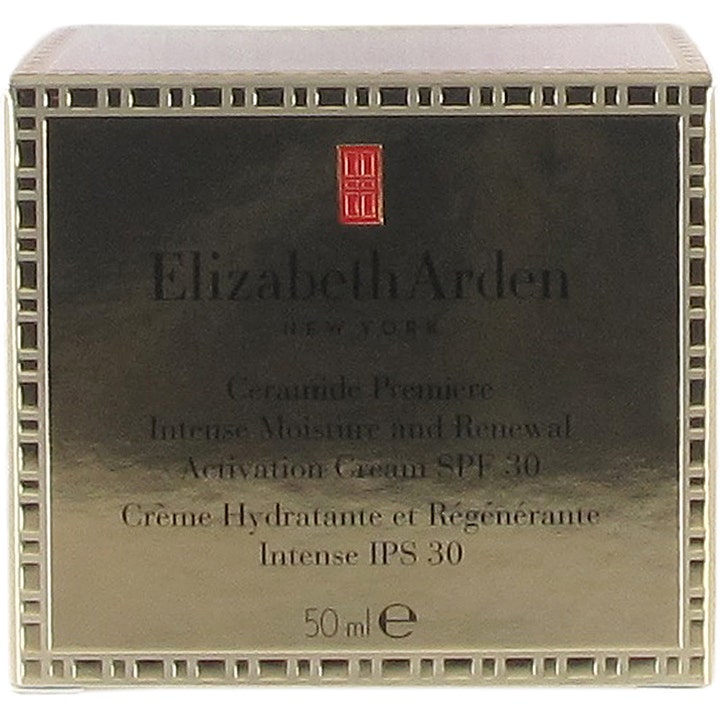 Elizabeth Arden Ceramide Premiere SPF 30 Cream 50 ml fugtgivende solcreme til ansigtet i elegant guldæske.