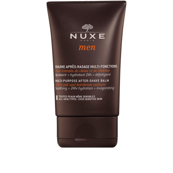 Nuxe Men Multi-Purpose After-Shave Balm 50ml beroligende aftershave balm i mørkebrun plasttube der lindrer huden