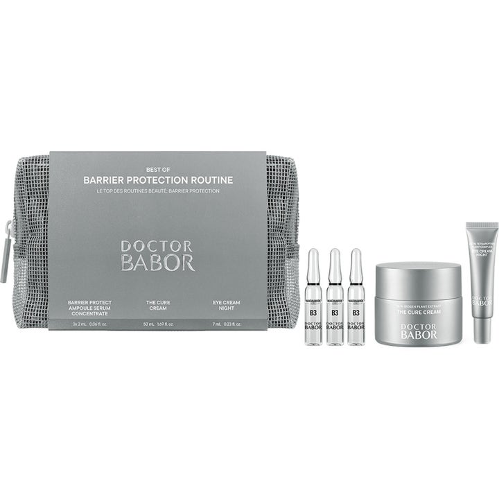 Doctor Babor Best of Barrier Protection Routine styrkende hudplejesæt med ampuller og creme i grå mesh-taske