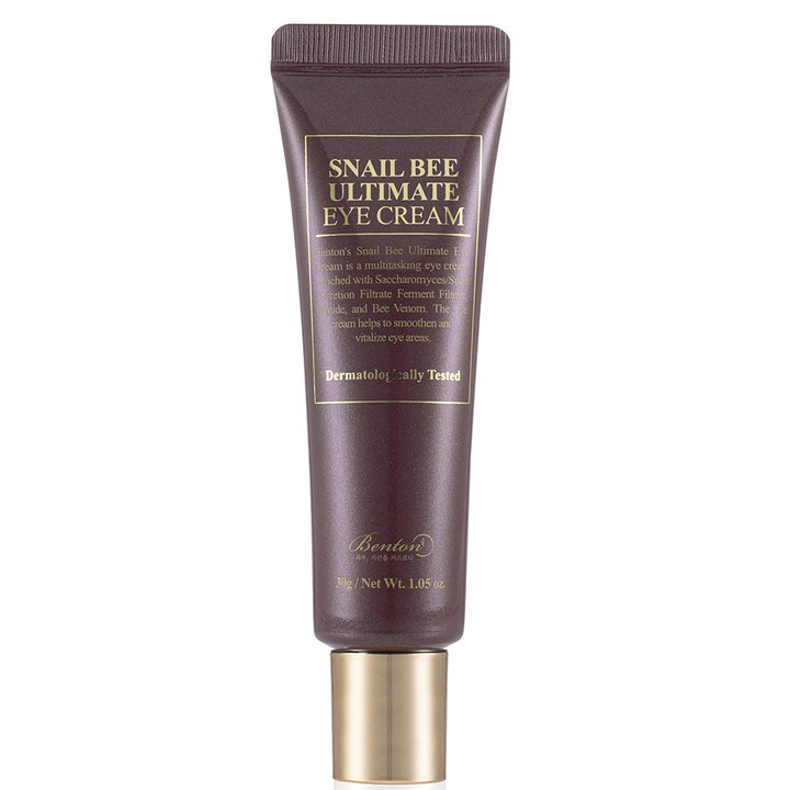 Benton Snail Bee Ultimate Eye Cream 30g opstrammende øjencreme med snegleslim i mørkebrun tube med guldskrift