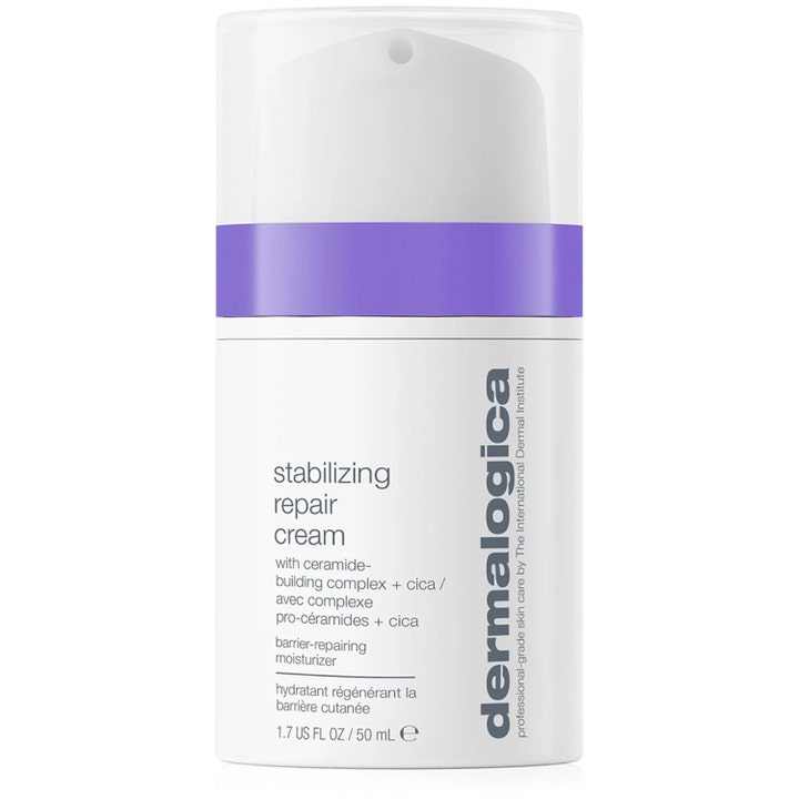 Dermalogica Stabilizing Repair Cream 50 ml barriere-reparerende ansigtscreme i hvid pumpeflaske med lilla bånd