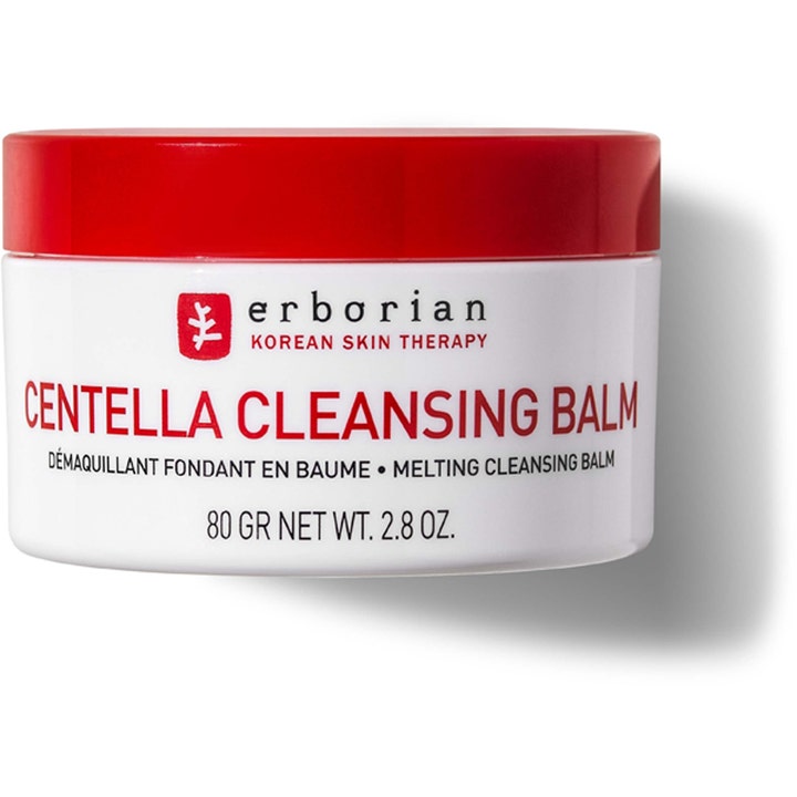 Erborian Centella Cleansing Balm 80 g beroligende ansigtsrens i en hvid krukke med rødt skruelåg