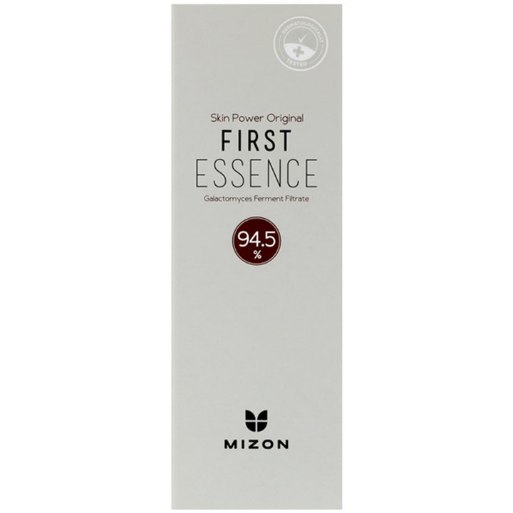 Mizon Skin Power Original First Essence 210 ml ansigtsserum i en minimalistisk grå papæske