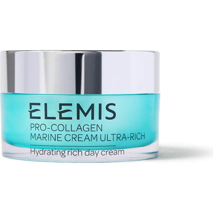 Elemis Pro-Collagen Marine Cream Ultra Rich 50 ml nærende dagcreme i en turkis krukke med skinnende sølvlåg
