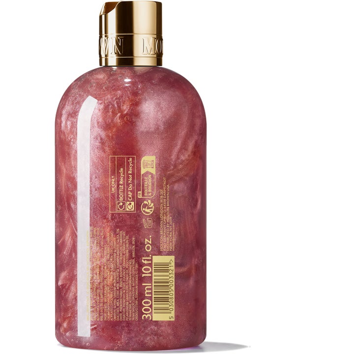Molton Brown Rose Dunes Bath & Shower Gel 300 ml luksuriøs badegel med glitrende rosa tekstur og elegant guldlåg